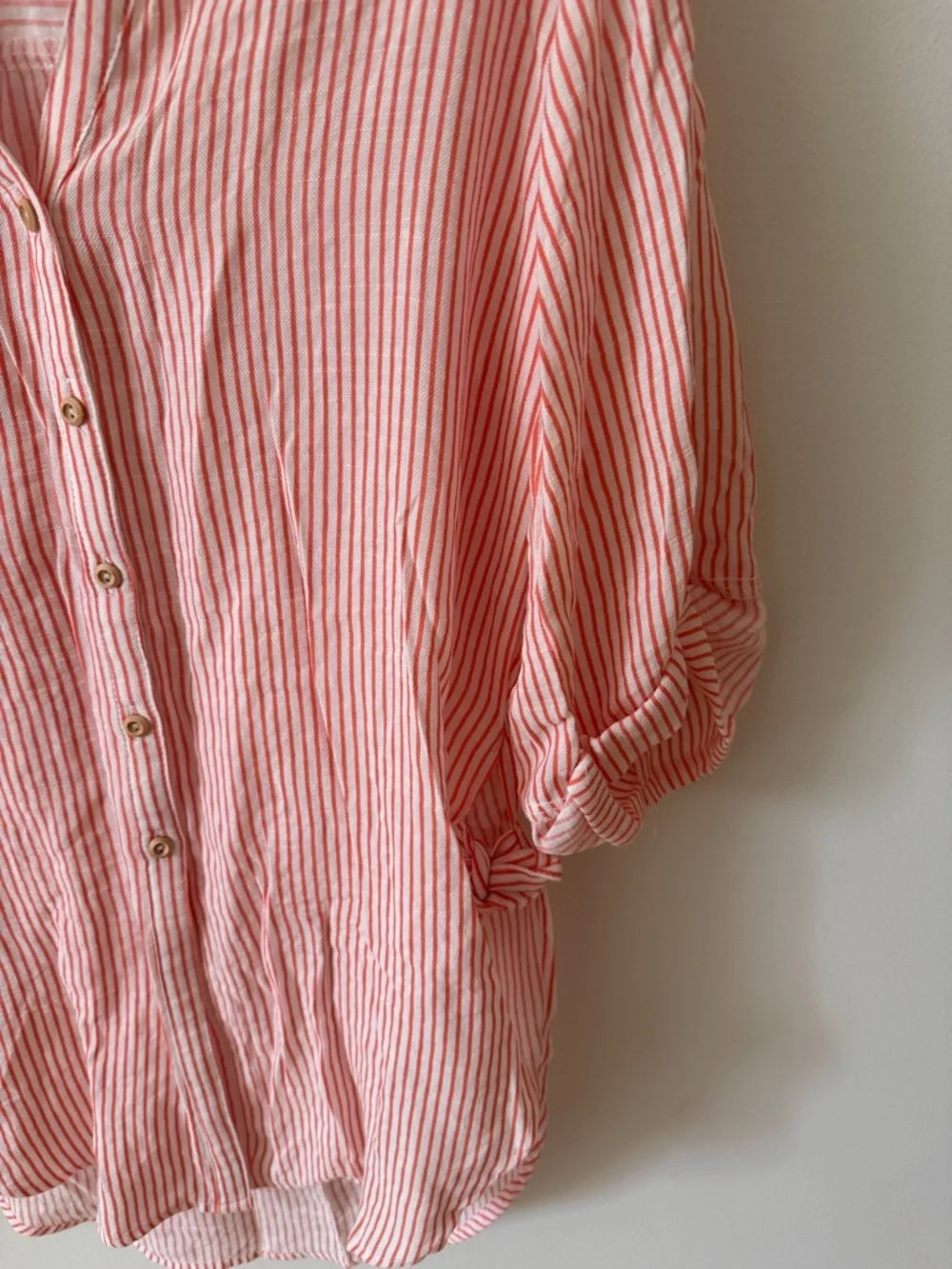 Petal & Pup Coral and White Striped Oversized Shirt - Picture 2 of 7